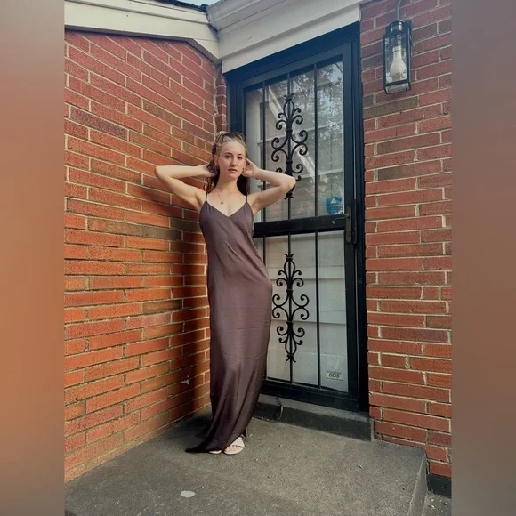 Meshki | Dresses | Grey Maxi Dress With Adjustable Strap | Poshmark